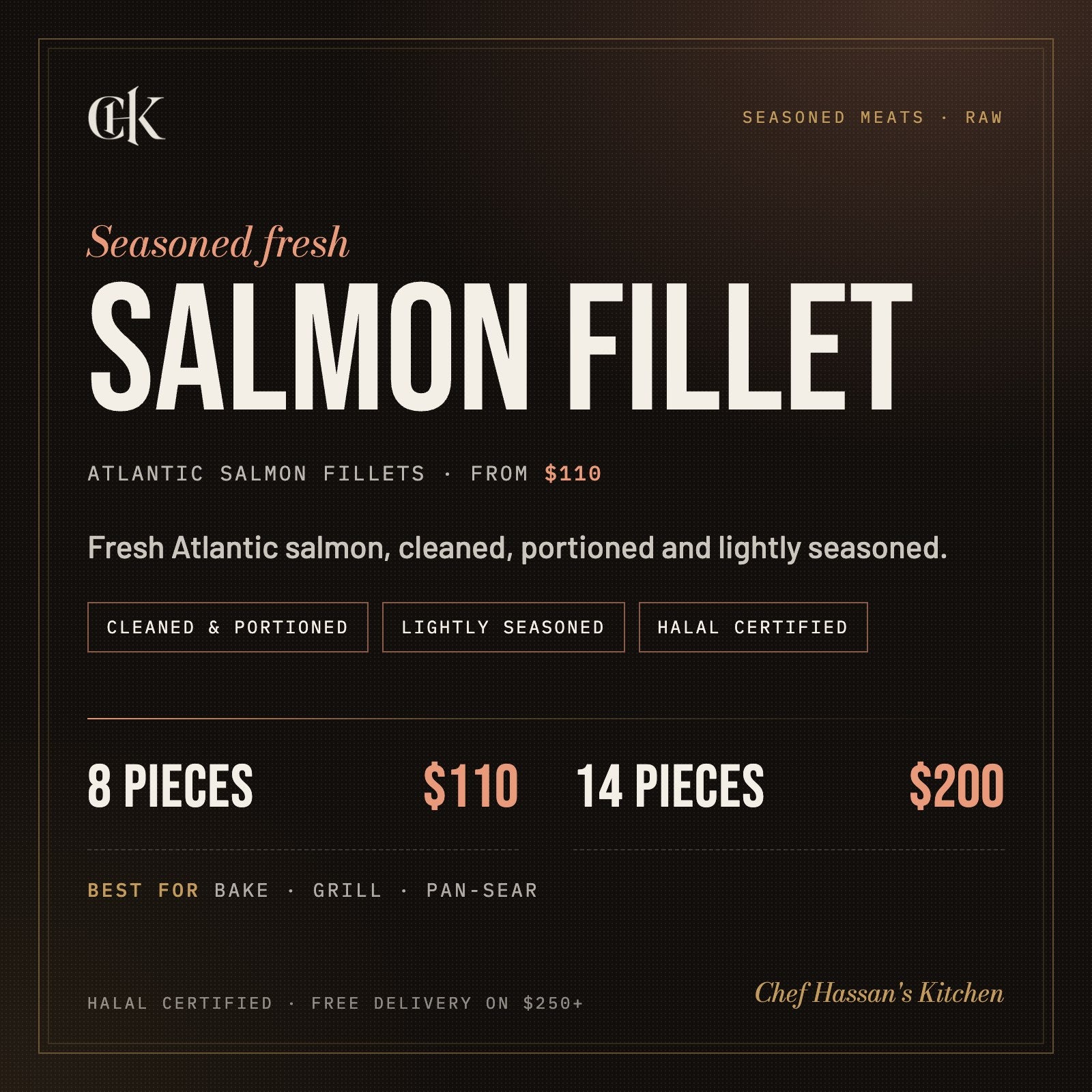 Salmon Fillet (Raw) menu card