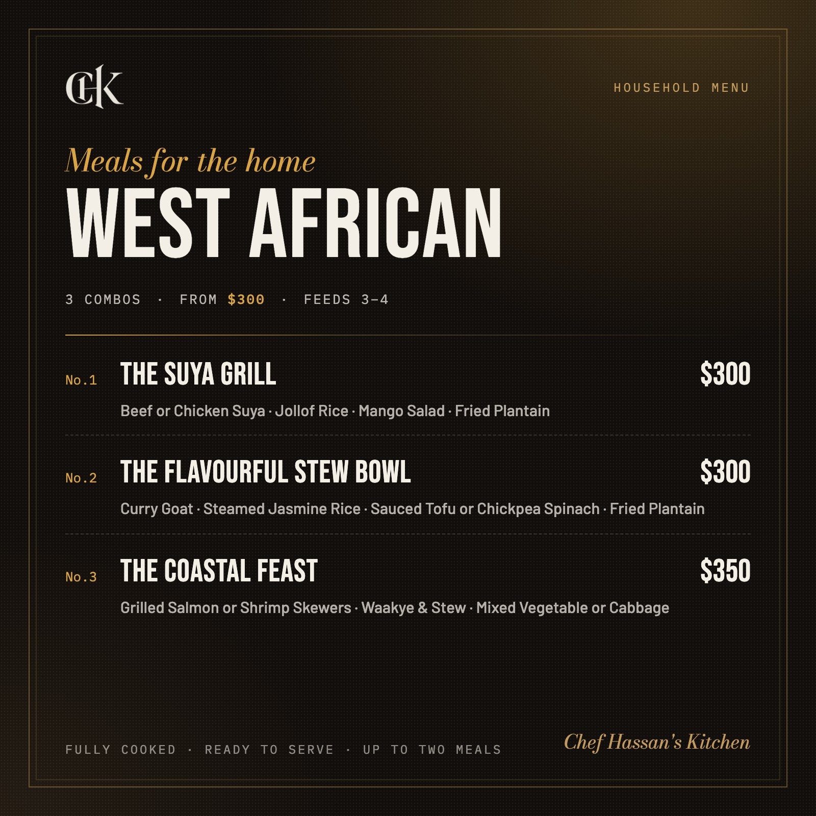 West African-Style Meals menu card